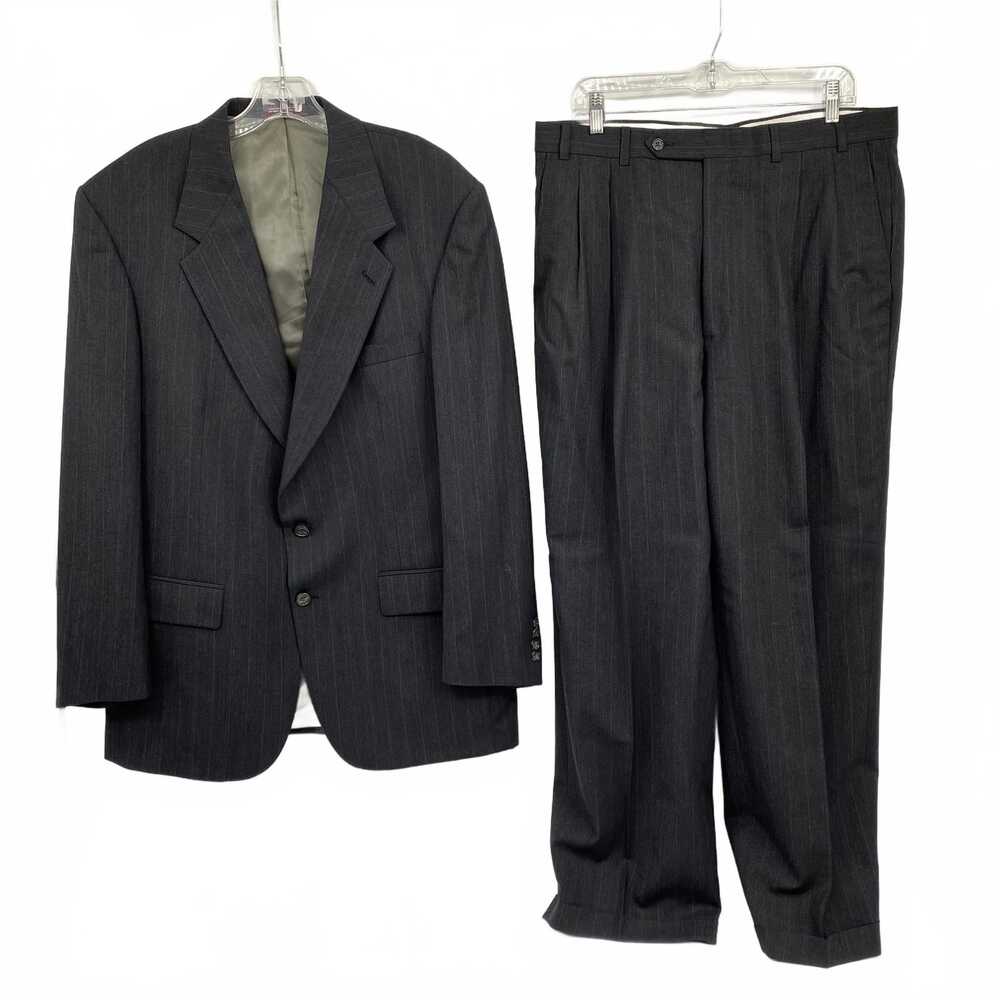 Evan Picone Black Wool 2-Piece Suit | Regular 24W